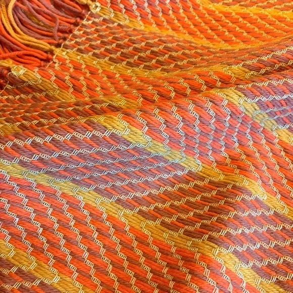 Vintage Orange, Yellow, and Brown Afghan - Handmade 43.5x75 Inches​ - Picture 3 of 4